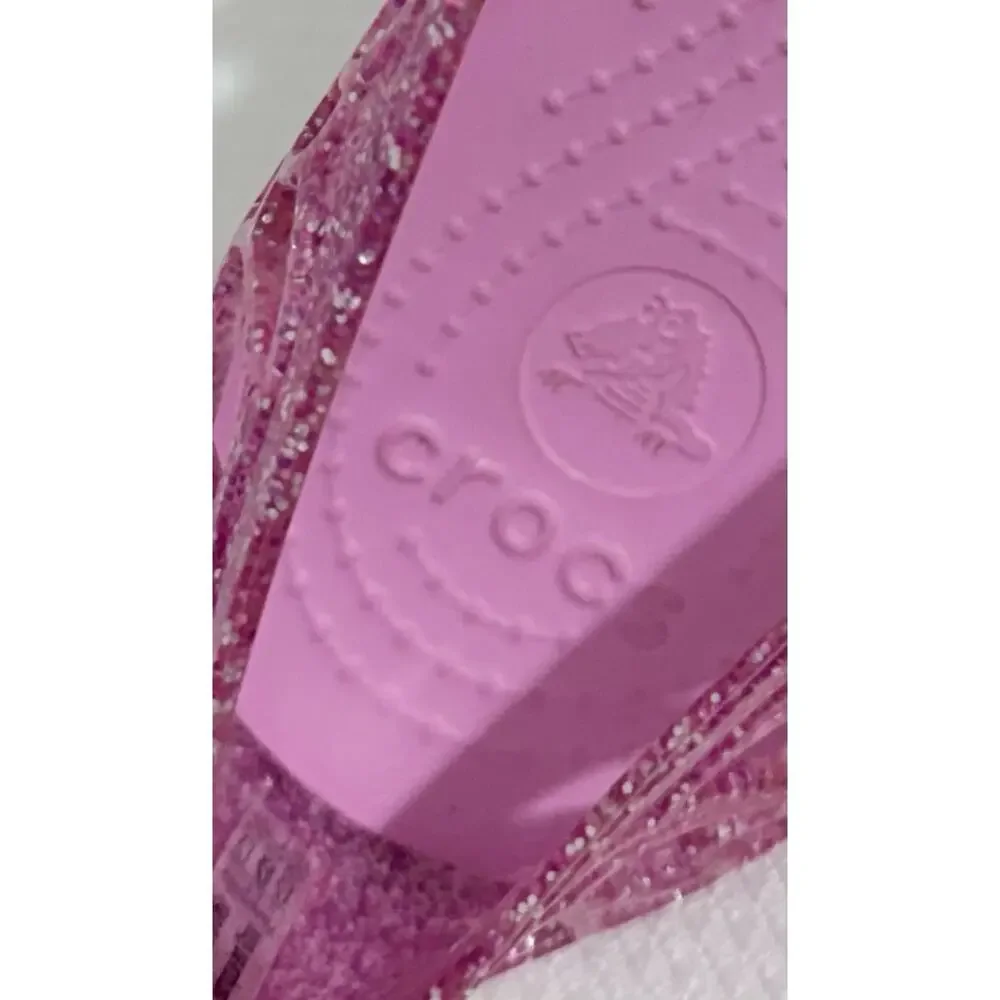 Crocs Isabella Glitter Peep Toe Ballerinas Shoes Girls J 1 Pink Lightweight